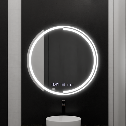 LED Round Mirror, 60cm, MotionGlow Sensor Consuel Marcello, De-fogging System, Clock & Thermometer, Dimable Mirrors Marcello Default Title Alessandro Design