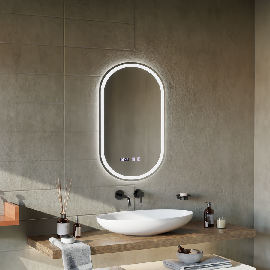 LED Touch Mirror ONIRA Defog System, Clock and Temperature 50x80 cm Mirrors Korman S Default Title Alessandro Design
