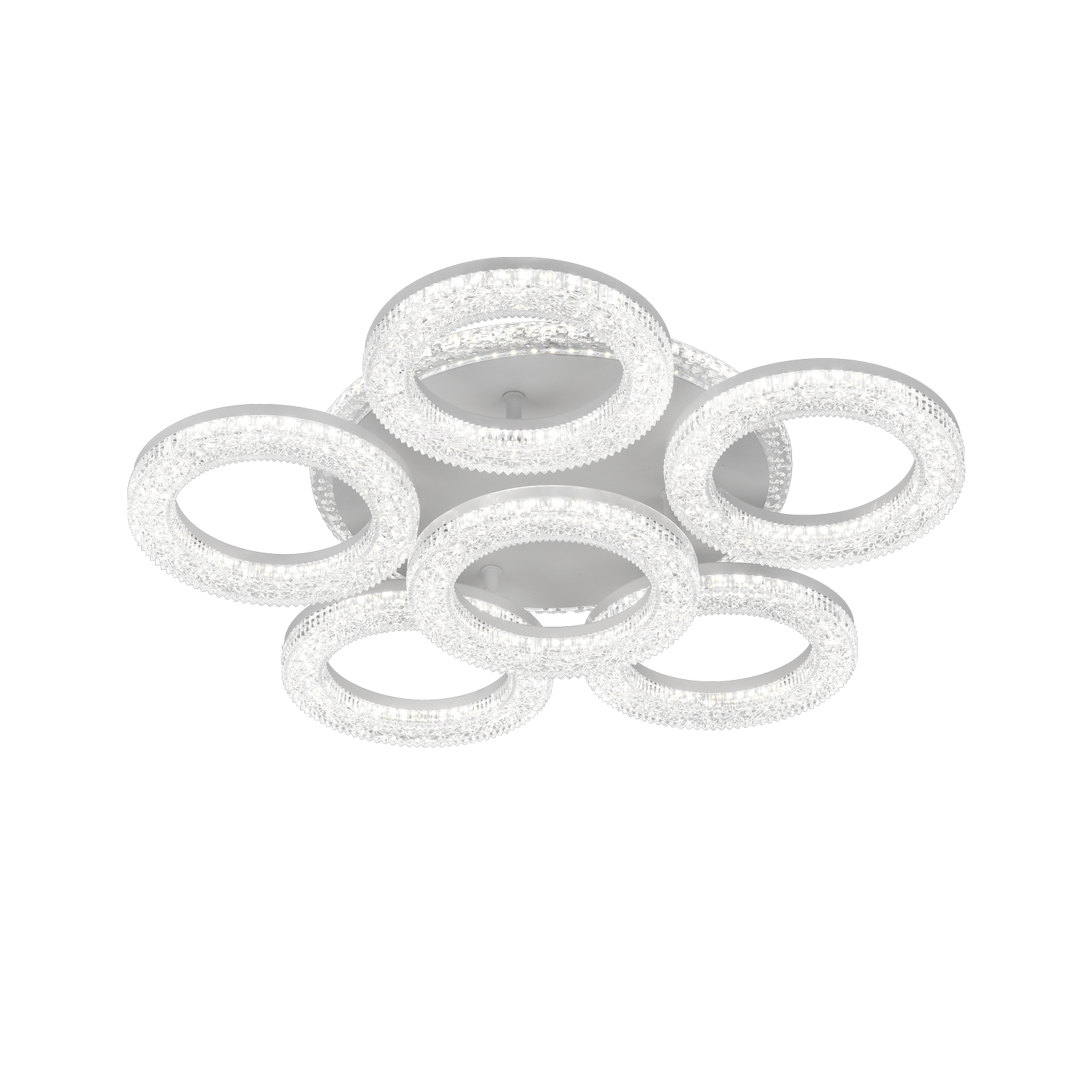 FREJA LED Chandelier with Remote Control, 51cm, 90W, 3000K/4000K/6000K, Dimmable, White, Crystals, 6 Circles LED Chandeliers with Remote Control Default Title Alessandro Design
