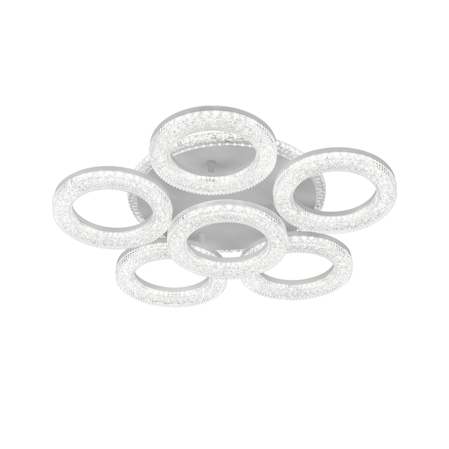 FREJA LED Chandelier with Remote Control, 51cm, 90W, 3000K/4000K/6000K, Dimmable, White, Crystals, 6 Circles LED Chandeliers with Remote Control Default Title Alessandro Design