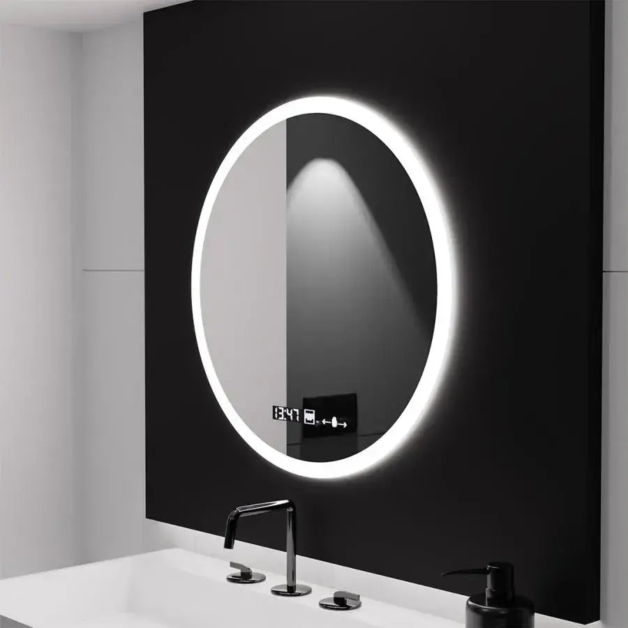LED Round Mirror 50cm Giulia Sensor MotionGlow Marcello De-fogging System Clock & Thermometer Dimabila Mirrors Marcello Default Title Alessandro Design