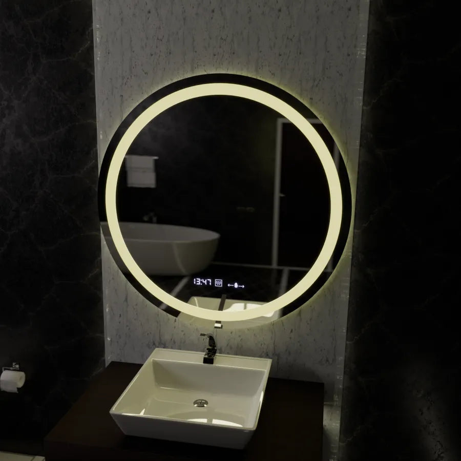 LED Round Mirror, 100cm, Celeste MotionGlow Marcello, De-fogging System, Clock & Thermometer, Dimabila Mirrors Marcello Default Title Alessandro Design
