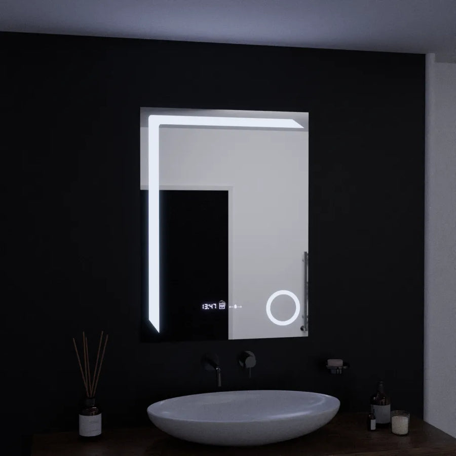 Rectangular LED Mirror, 60x80cm, Precision MotionGlow Marcello, De-fogging System, Clock & Thermometer, Cosmetic Magnifier, Dimable Mirrors Marcello Default Title Alessandro Design
