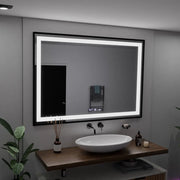 Rectangular LED Mirror, 100x65cm, Verite Majeste Noir Motion Glow Marcello, De-fogging System, Clock & Thermometer, Dimable Mirrors Marcello Default Title Alessandro Design