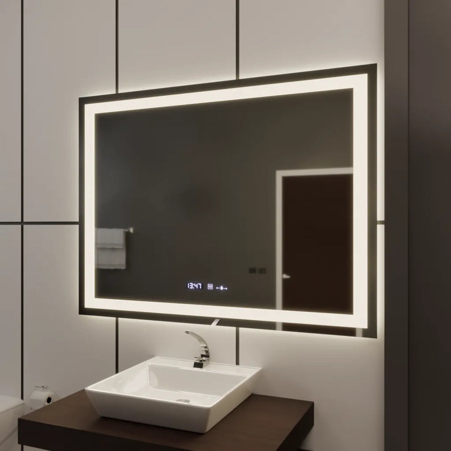 Rectangular LED mirror 120x80cm Vérité MotionGlow Marcello, Demisting System, Clock & Thermometer, Dimmable Mirrors Marcello Default Title Alessandro Design