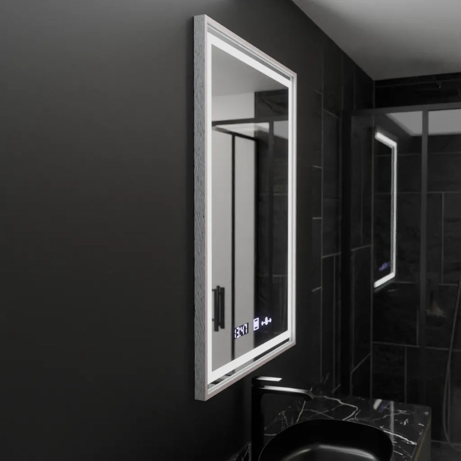 Rectangular LED Mirror, 60x80cm, Verite Imperial Silver Motion Glow Marcello, Demister System, Clock & Thermometer, Dimable Mirrors Marcello Default Title Alessandro Design