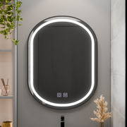 Oval LED Mirror 50x80cm VETRO Touch Dimmable Demister System, Black Frame Korman Mirrors E Default Title Alessandro Design
