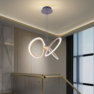 Suspended LED chandelier with remote control RIMINI 52W, 3 Elements, Cold/Warm/Neutral light, Dimmable, Gold