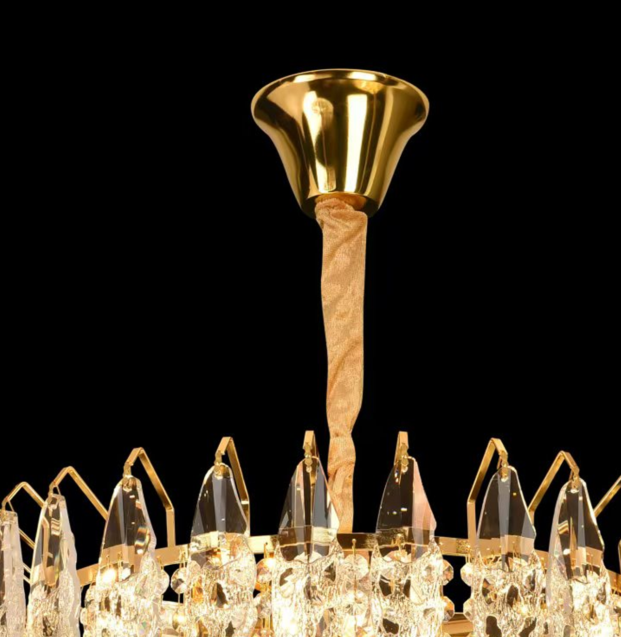 Candelabru Cristal MAJESTIC Eleganza 9x E14, Diametru 50cm, Auriu Lucios, Inaltime Reglabila Candelabre Cristal Default Title Alessandro Design