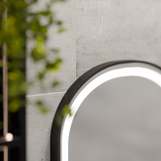 LED Touch Helmut Mirror, Demister System, Clock and Temperature 45x90 cm, Black Frame, Brushed Marcello Funghi Mirrors Korman S Default Title Alessandro Design