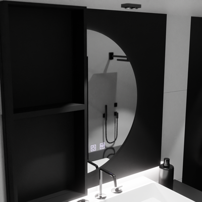 Oglinda LED Semiluna FELHOLD, 220x110cm, Sistem Touch, Lumina Rece 6000K, Dimabila