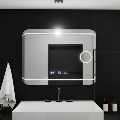 Oglinda LED Rectangulara, 80x60cm, Stile MotionGlow Marcello, Sistem Dezaburire, Ceas & Termometru, Lupa Cosmetica, Dimabila Oglinzi Marcello Default Title Alessandro Design