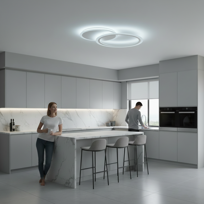 LED chandelier with remote control LUCY 27W, 2 Circles, Cold/Warm/Neutral light, Dimmable, White LED chandelier with remote control Default Title Alessandro Design