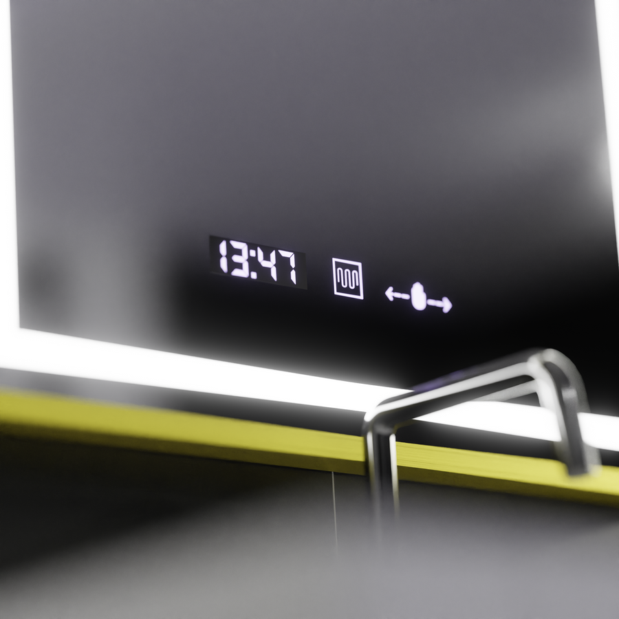 Rectangular LED Mirror, 50x70cm, Verite Royale Gold Motion Glow Marcello, De-fogging System, Clock & Thermometer, Dimable Mirrors Marcello Default Title Alessandro Design