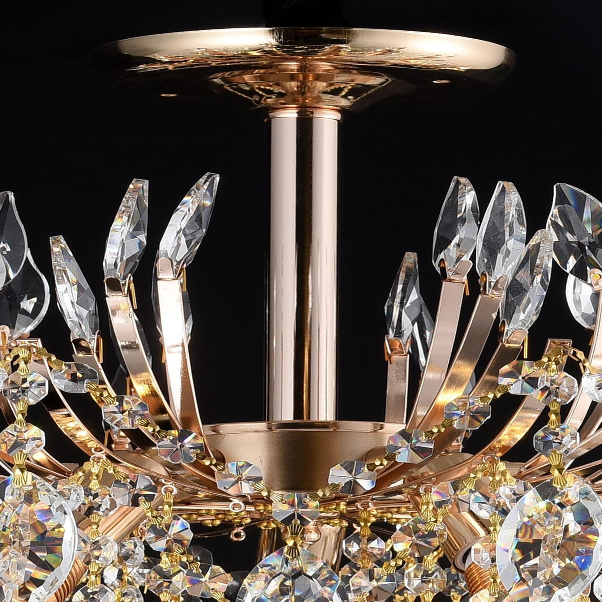 Candelabru Cristal PALERMO Eleganza 5xE14, Diametru 50cm, Auriu Candelabre Cristal Default Title Alessandro Design