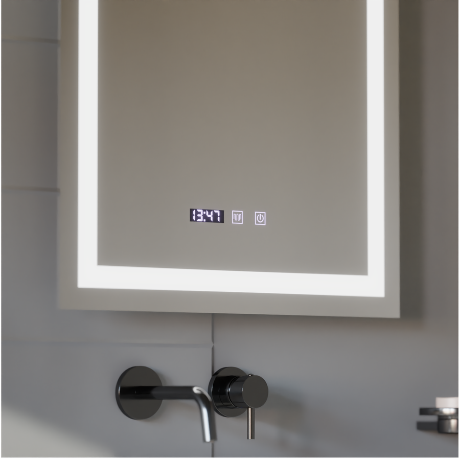 MODENA LED Touch Mirror De-fogging System, Clock and Temperature 60x80 cm Korman S Mirrors Default Title Alessandro Design