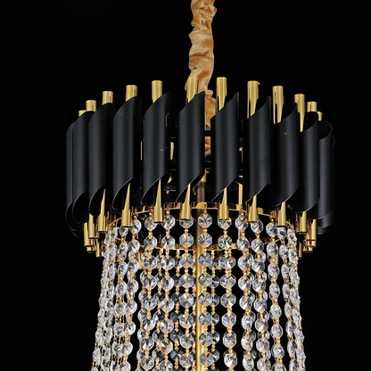 Crystal Chandelier CC900/800X1200, 23xE14, Diameter 80cm, Height 120cm, Shiny Gold and Black, Adjustable Height, Elegant Design Crystal Chandeliers Default Title Alessandro Design