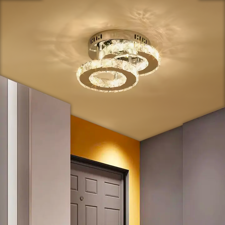 LED crystal chandelier ROYALO ROTONDA 26W, 2 Circles, Cold/Warm/Neutral light, Glossy Chrome LED Chandeliers Default Title Alessandro Design