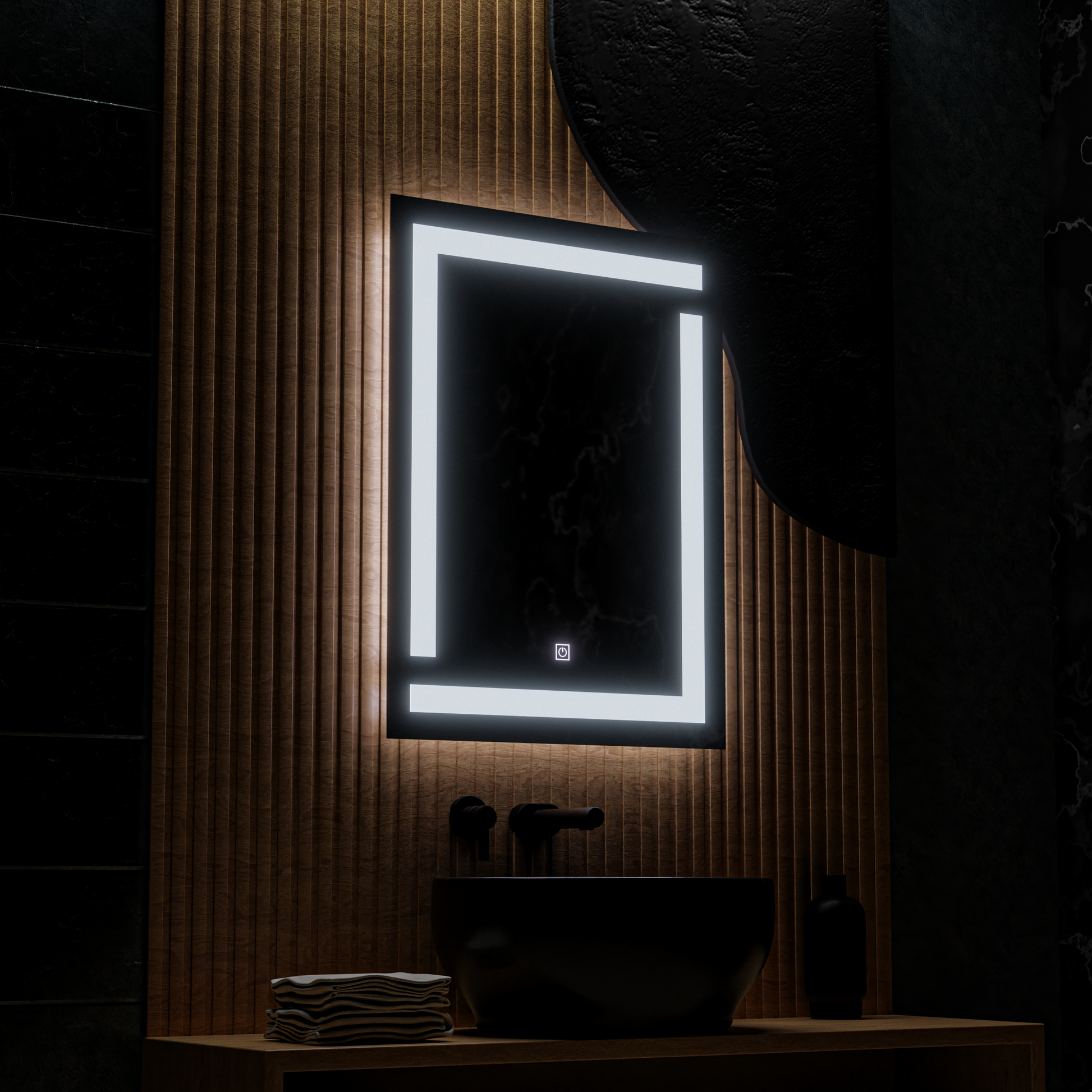Giga LED Mirror, 60x80cm, 14W, Touch, 6000K Light Korman Mirrors E Default Title Alessandro Design