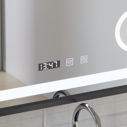 LED Touch Bernd Mirror De-fogging System, Clock and Temperature 80x60 cm Black Frame Brushed Cosmetic Magnifier Mirrors Korman S Default Title Alessandro Design