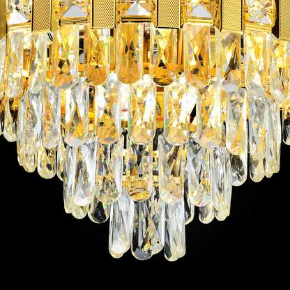 Candelabru Cristal BRAN Eleganza 8xE14, Diametru 50cm, Auriu Lucios, Inaltime Reglabila Candelabre Cristal Default Title Alessandro Design