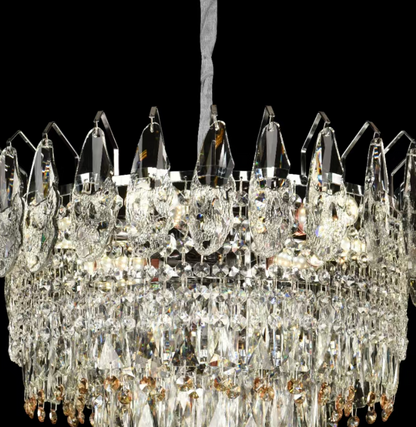 Candelabru Cristal MAJESTIC Eleganza, 9x E14, Diametru 50cm, Crom Lucios, Inaltime Reglabil Candelabre Cristal Default Title Alessandro Design