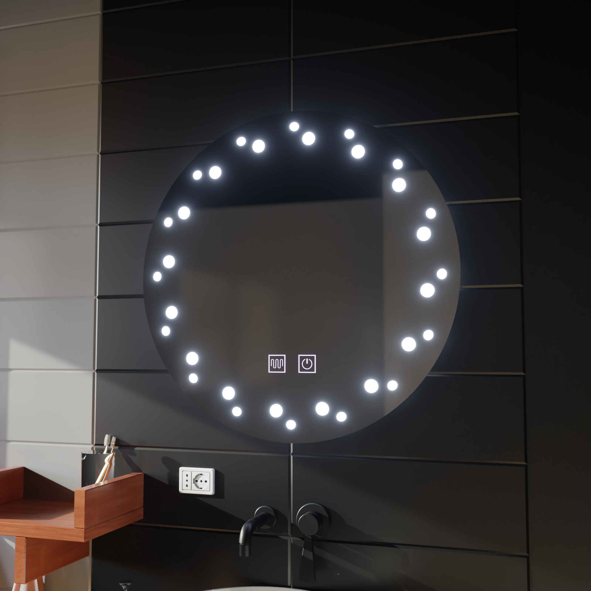 Mirror LED Touch Ivory Demist System 50X50cm Mirrors Korman E Default Title Alessandro Design
