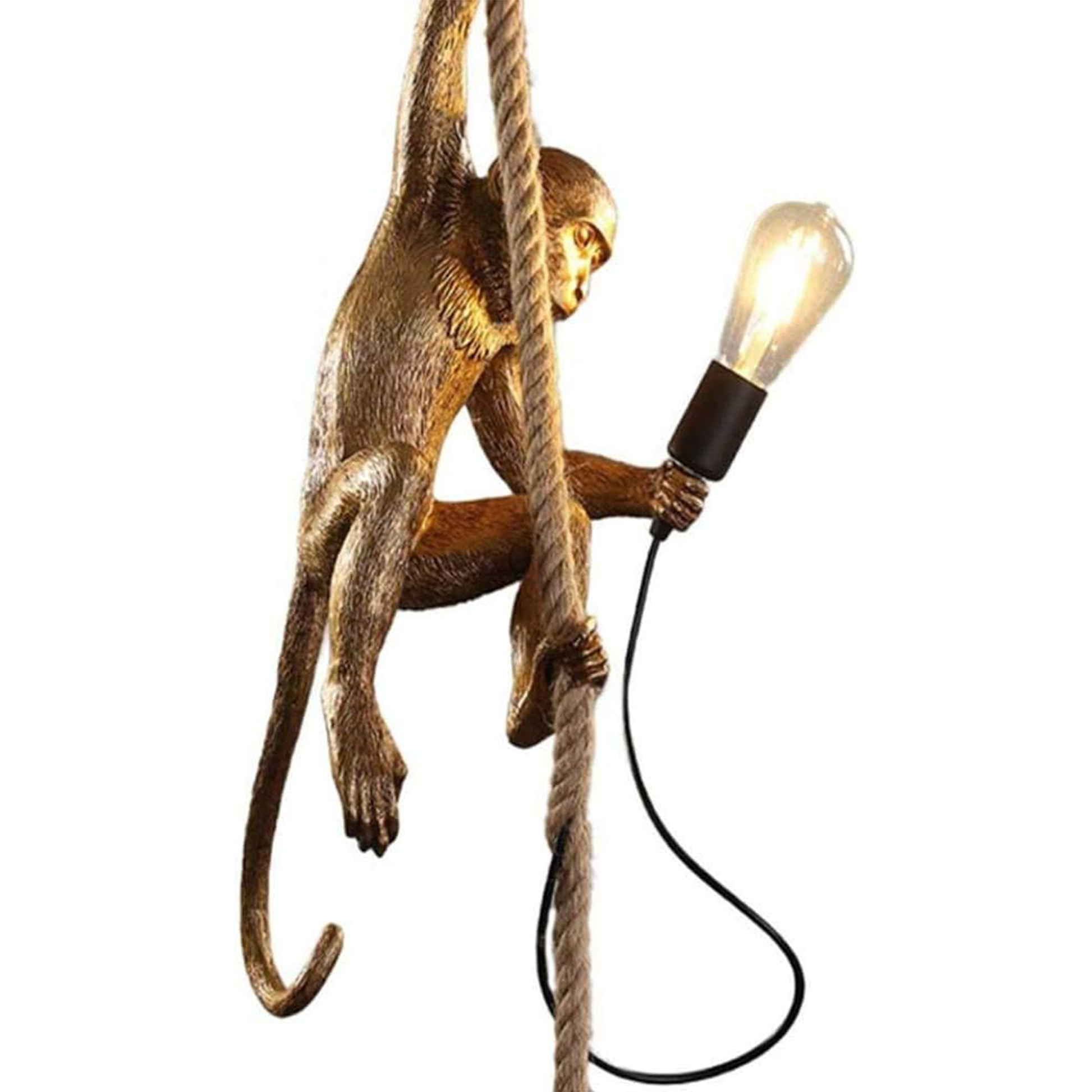Vintage Hanging Chandelier, LV700, 1xE27, Monkey, String and Metal, Black Support Vintage Chandeliers Default Title Alessandro Design