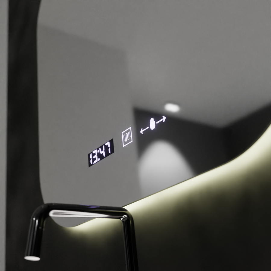 Rectangular LED mirror 60x60 Aura Riflesso Puro MotionGlow Marcello, Demisting System, Thermometer and Clock, Dimable Mirrors Marcello Default Title Alessandro Design
