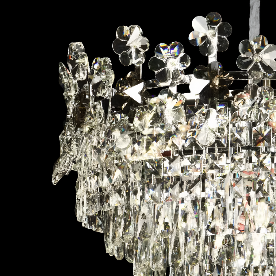 Candelabru Cristal FLORENCE Eleganza, 9x E14, Diametru 50cm, Crom Lucios, Inaltime Reglabila Candelabre Cristal Default Title Alessandro Design
