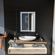 Kariri LED Touch Mirror, 60x80 cm, Demister function, Gold Rose Brushed Frame Mirrors Korman E Default Title Alessandro Design