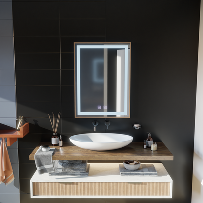 Kariri LED Touch Mirror, 60x80 cm, Demister function, Gold Rose Brushed Frame Mirrors Korman E Default Title Alessandro Design
