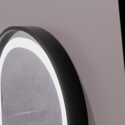 Mirror LED Touch Helmut De-fogging System, Clock and Temperature 50x90 cm Black Frame Brushed Marcello Funghi