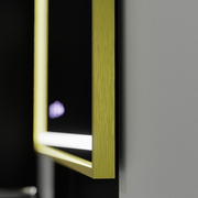 Rectangular LED Mirror, 100x65cm, Verite Royale Gold Motion Glow Marcello, Demisting System, Clock & Thermometer, Dimable Mirrors Marcello Default Title Alessandro Design