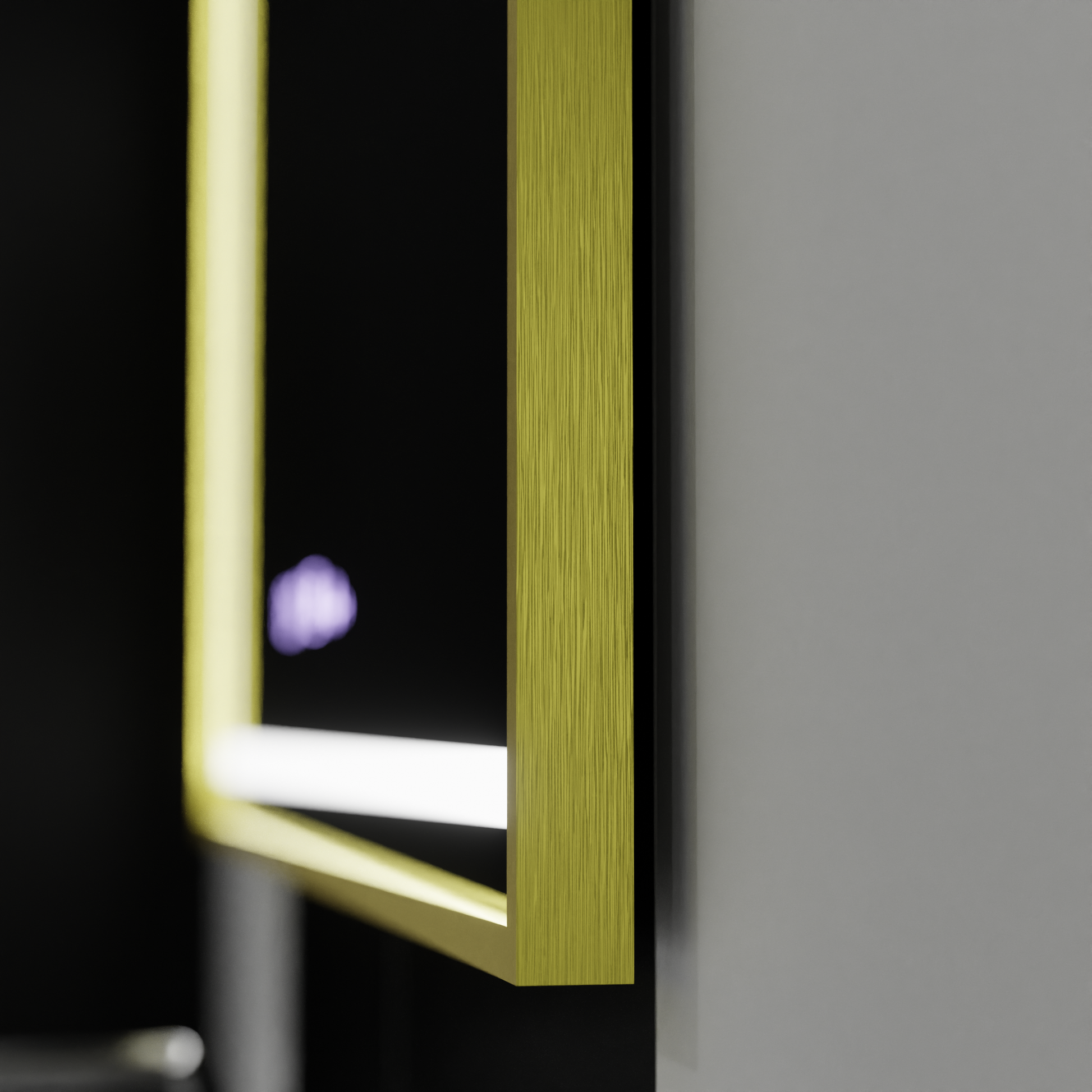 Rectangular LED Mirror, 100x65cm, Verite Royale Gold Motion Glow Marcello, Demisting System, Clock & Thermometer, Dimable Mirrors Marcello Default Title Alessandro Design