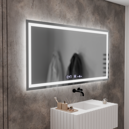 Rectangular LED mirror, 120x60cm, Verite MotionGlow Marcello, Demisting System, Clock & Thermometer, Dimable Mirrors Marcello Default Title Alessandro Design
