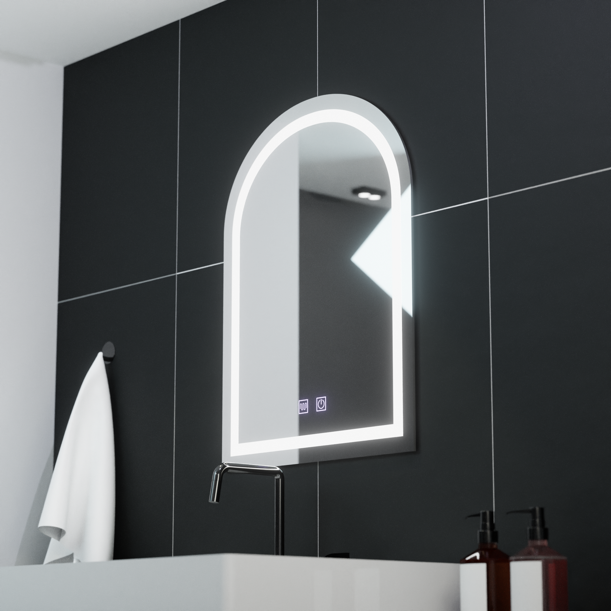 Arched LED mirror 60x80cm, Arco Touch, Demister System, Dimmable Mirrors Korman E Default Title Alessandro Design