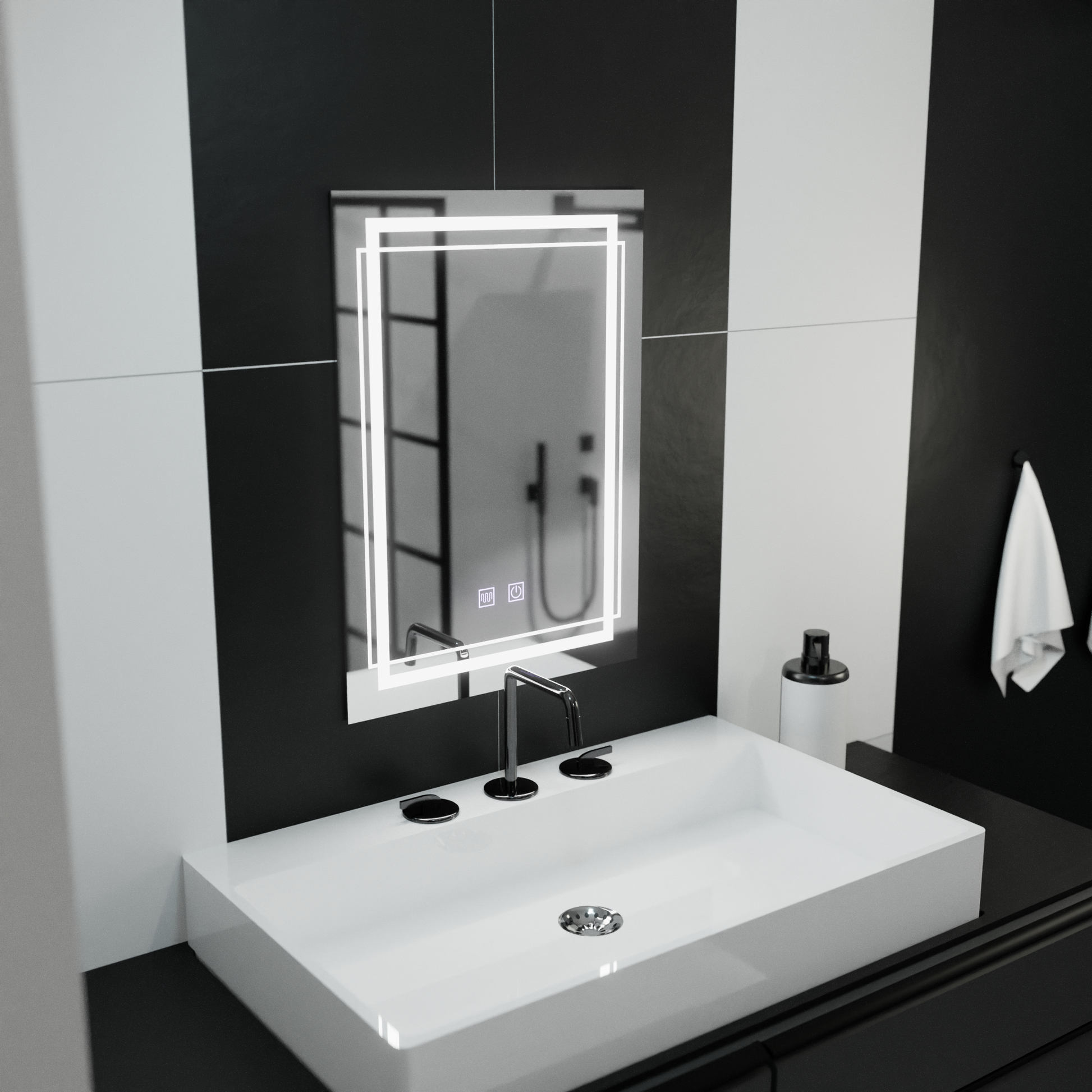 Rectangular LED mirror, 60x80cm, KOVEN Touch, Demister System, Dimmable Mirrors Korman E Default Title Alessandro Design