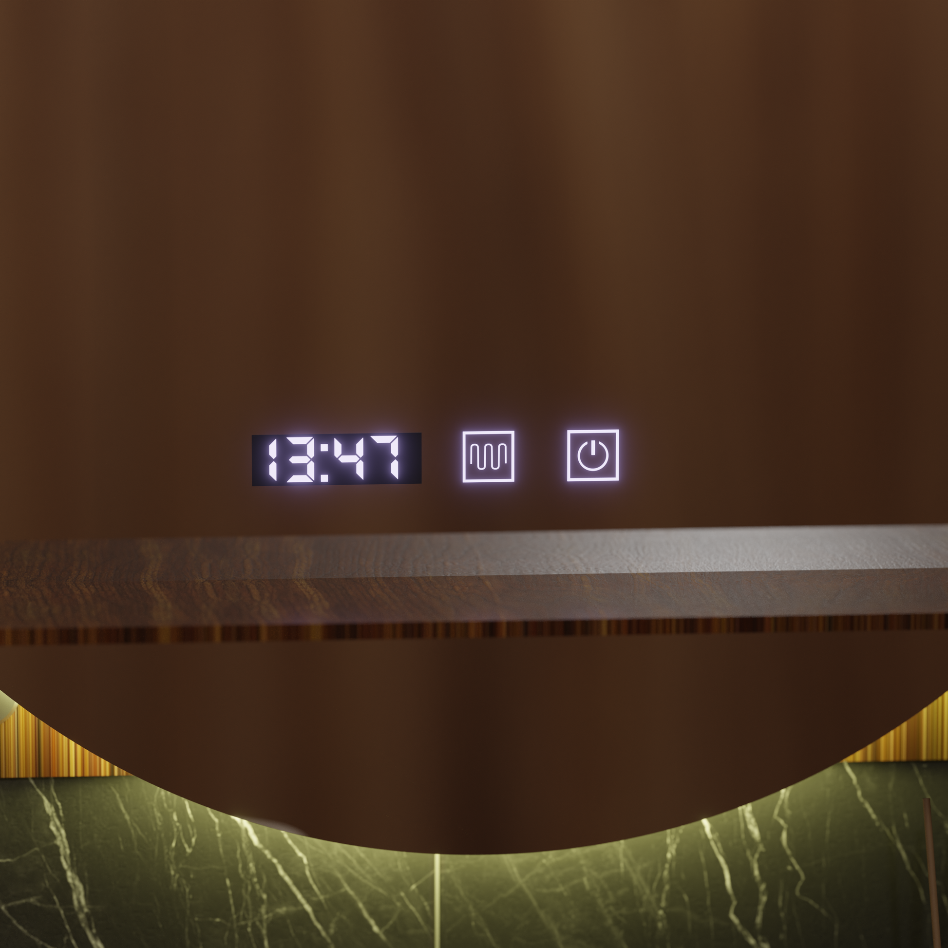 Mirror LED Touch Alfred Defogging System, Clock and Temperature 60x60 cm With Integrated Support Mirrors Korman S Default Title Alessandro Design