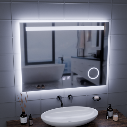 Rectangular LED Mirror, 80x60cm, Piano Touch, Demister System, Dimmable, Cold Light 6000K Mirrors Korman E Default Title Alessandro Design