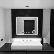 Rectangular LED Mirror, 80x60cm, Riflesso MotionGlow Marcello, De-fogging System, Clock & Thermometer, Cosmetic Magnifier, Dimable Marcello Mirrors Default Title Alessandro Design