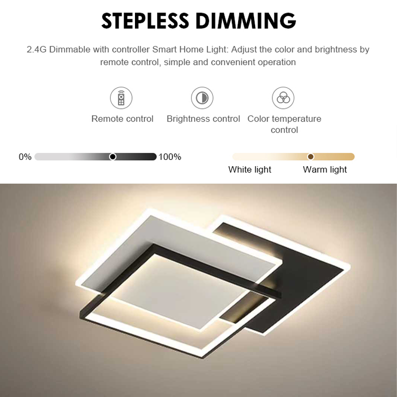 LED chandelier with remote control CHIARA 98W, 3 Squares, Cold/Warm/Neutral light, Dimmable, Black LED chandeliers with remote control Default Title Alessandro Design