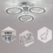 LED chandelier with remote control and crystal ALANUBIS 40W, 3 Circles, Cold/Warm/Neutral light, Dimmable, Shiny Chrome Crystal LED Chandeliers Default Title Alessandro Design