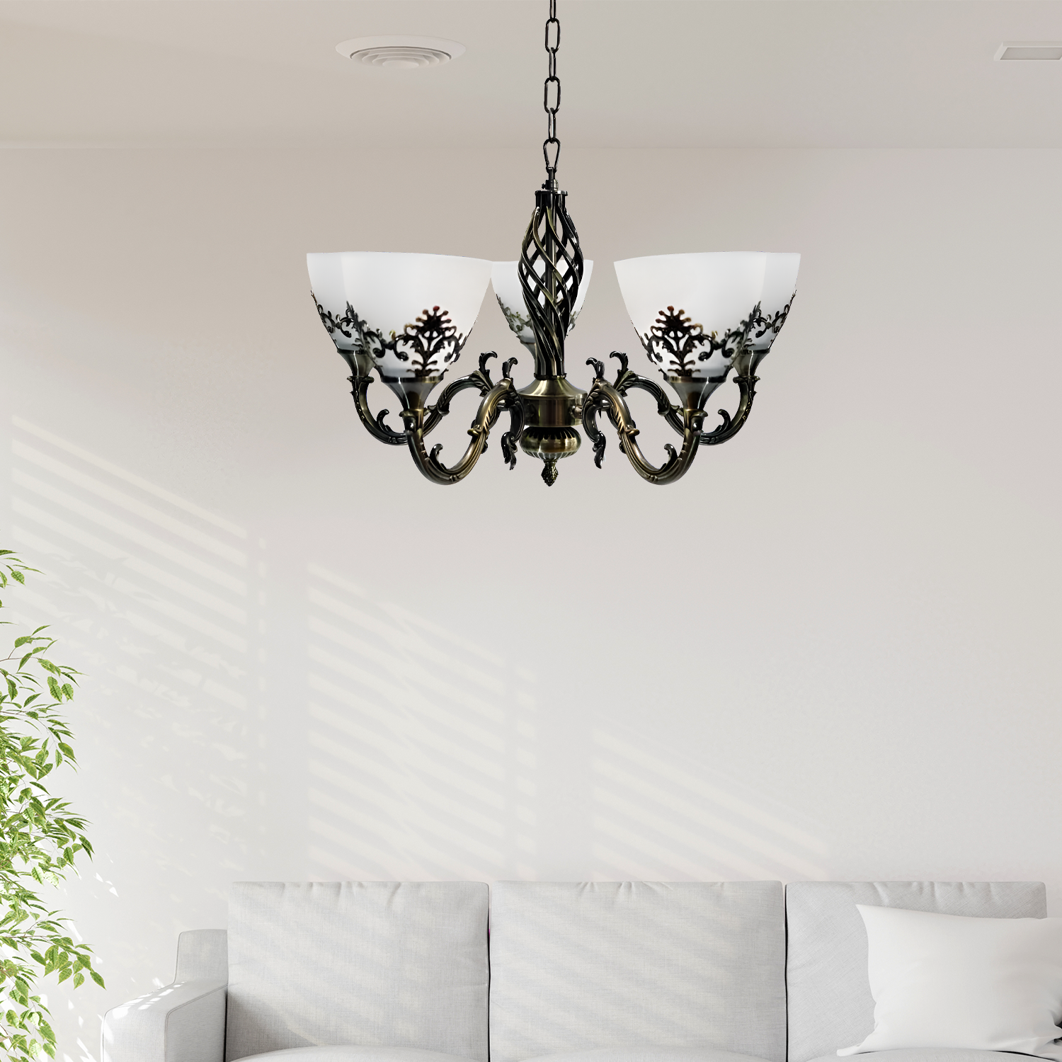 Rustic Chandelier COTTAGE, 5XE27, Antique Bronze, Metal and Glass Classic Candelabra Default Title Alessandro Design