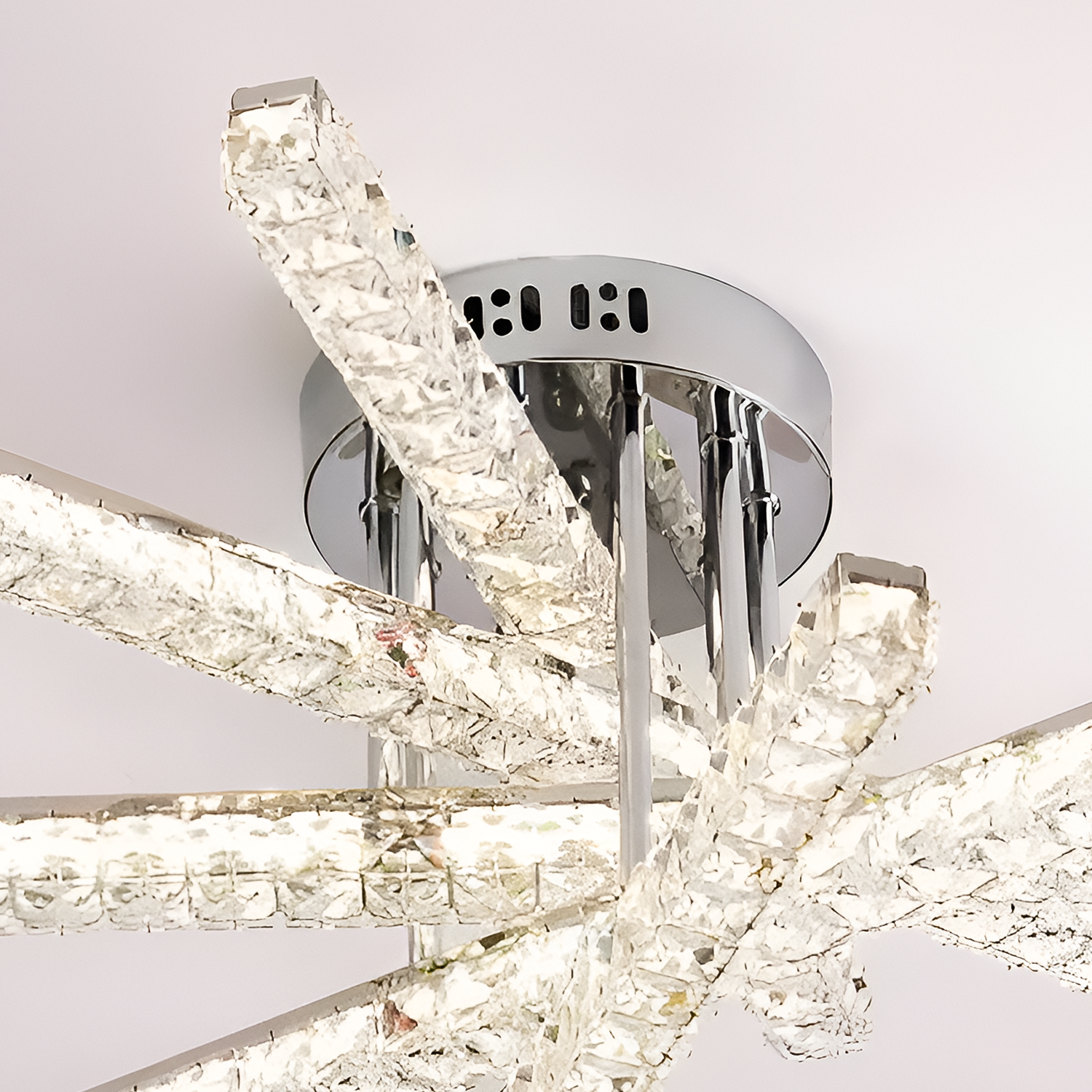 LED chandelier with remote control LUELLA 79W 5 Elements, Linear, Cold/Warm/Neutral light, Dimmable, Silver Crystal LED Chandelier Default Title Alessandro Design