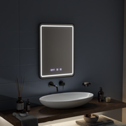 Mirror LED Touch LUCIDA Defogging System, Clock and Temperature 60x80 cm Frame Black Brushed Mirrors Korman S Default Title Alessandro Design