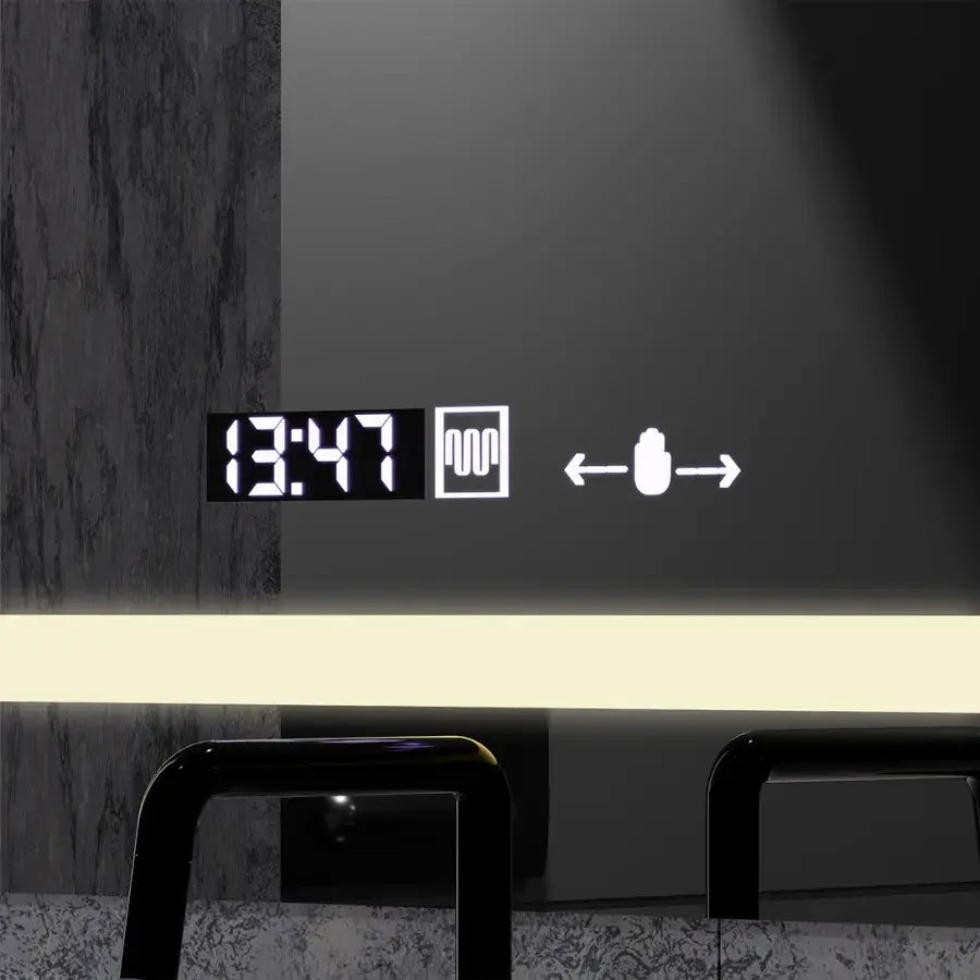 Rectangular LED Mirror, 80x60cm, Definition MotionGlow Marcello, De-fogging System, Clock & Thermometer, Cosmetic Magnifier, Dimable Mirrors Marcello Default Title Alessandro Design