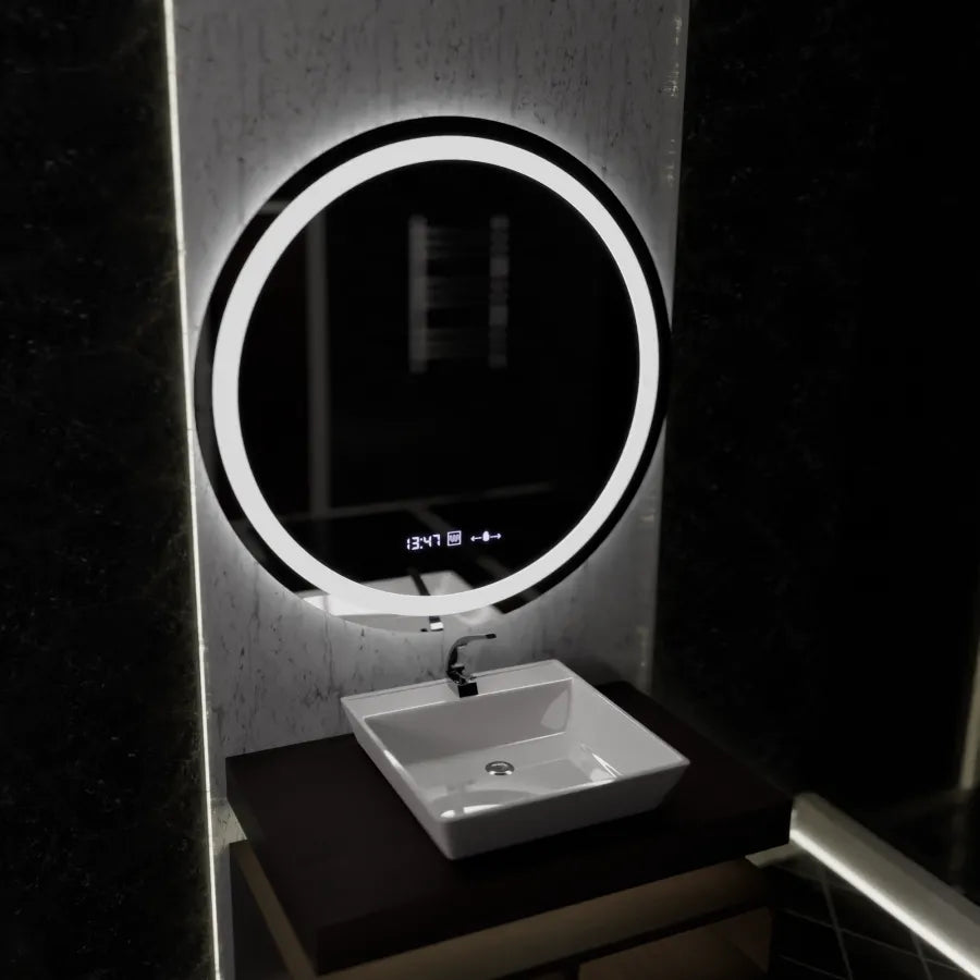 LED Round Mirror, 100cm, Celeste MotionGlow Marcello, De-fogging System, Clock & Thermometer, Dimabila Mirrors Marcello Default Title Alessandro Design