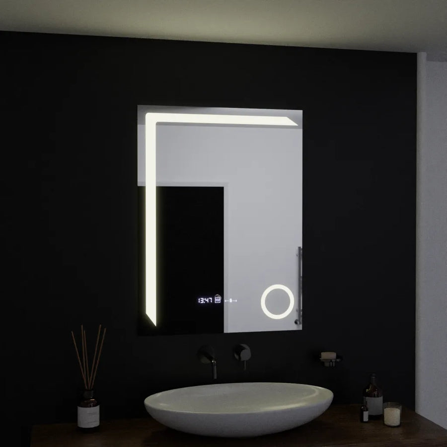 Rectangular LED Mirror, 60x80cm, Precision MotionGlow Marcello, De-fogging System, Clock & Thermometer, Cosmetic Magnifier, Dimable Mirrors Marcello Default Title Alessandro Design