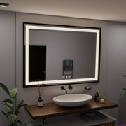 Rectangular LED Mirror, 100x65cm, Verite Majeste Noir Motion Glow Marcello, De-fogging System, Clock & Thermometer, Dimable Mirrors Marcello Default Title Alessandro Design
